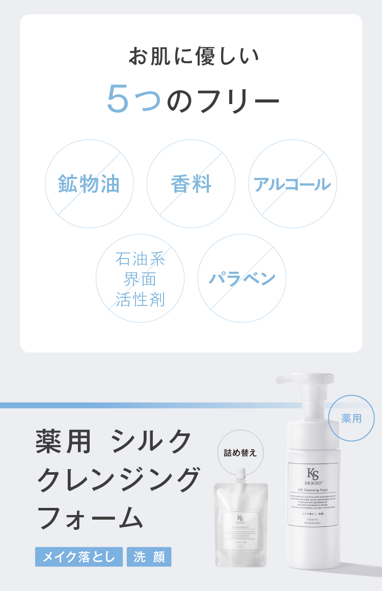 とろみ泡でやさしく洗い上げるシルククレンジングフォームの使用イメージ