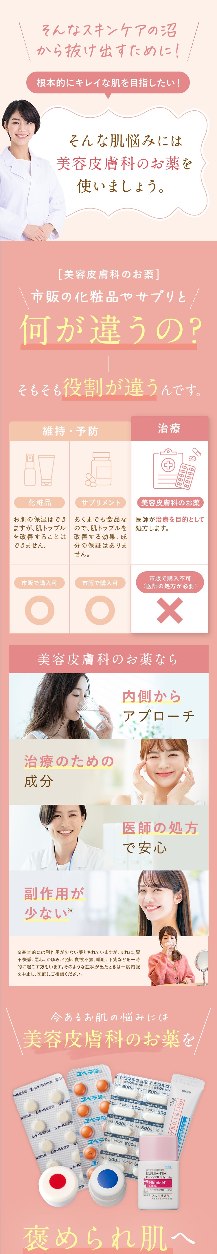 そんな肌悩みには美容皮膚科のお薬を使いましょう。