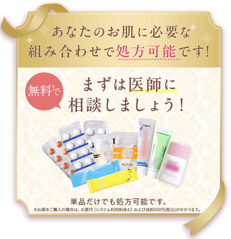 あなたの肌に必要な組み合わせで処方可能です！