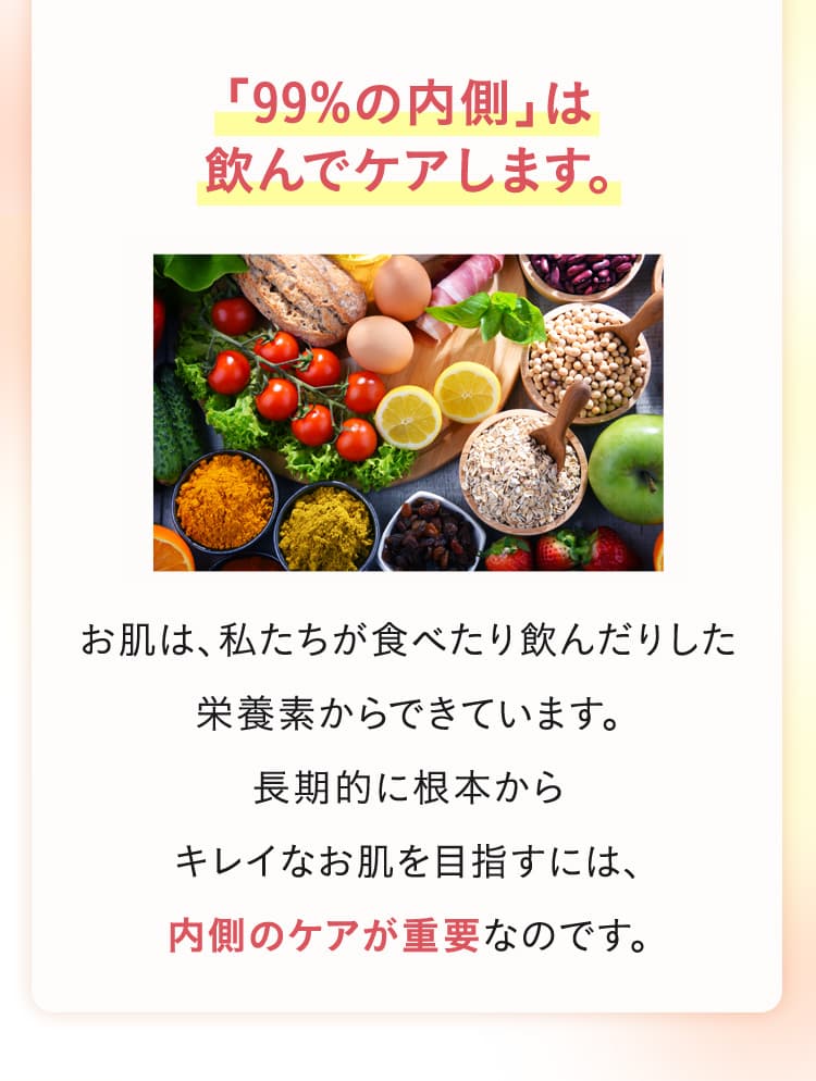 きれいなお肌を目指すには内側のケアが重要です。