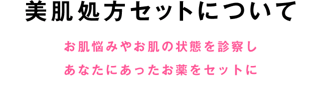 美肌処方セットについて お肌悩みやお肌の状態を診察し あなたにあったお薬をセットに