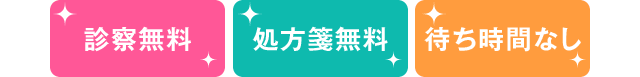 診察無料、処方箋無料、待ち時間なし