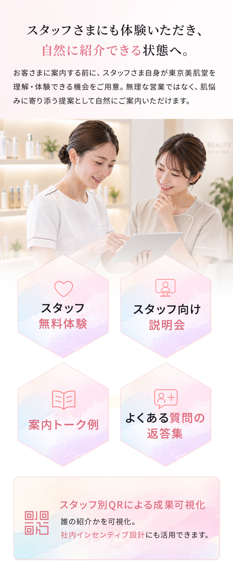スタッフさまにも体験いただき、自然に紹介できる状態へ。