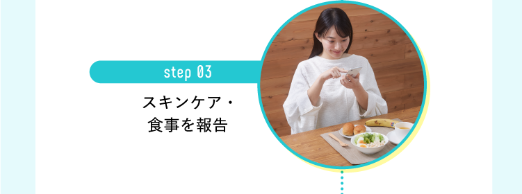 スキンケアや食事内容の報告を行う様子