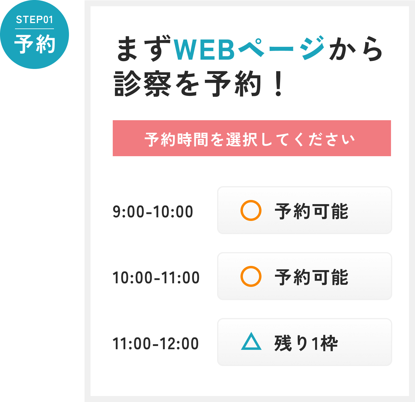 STEP01 予約 まずWEBページから診察を予約！