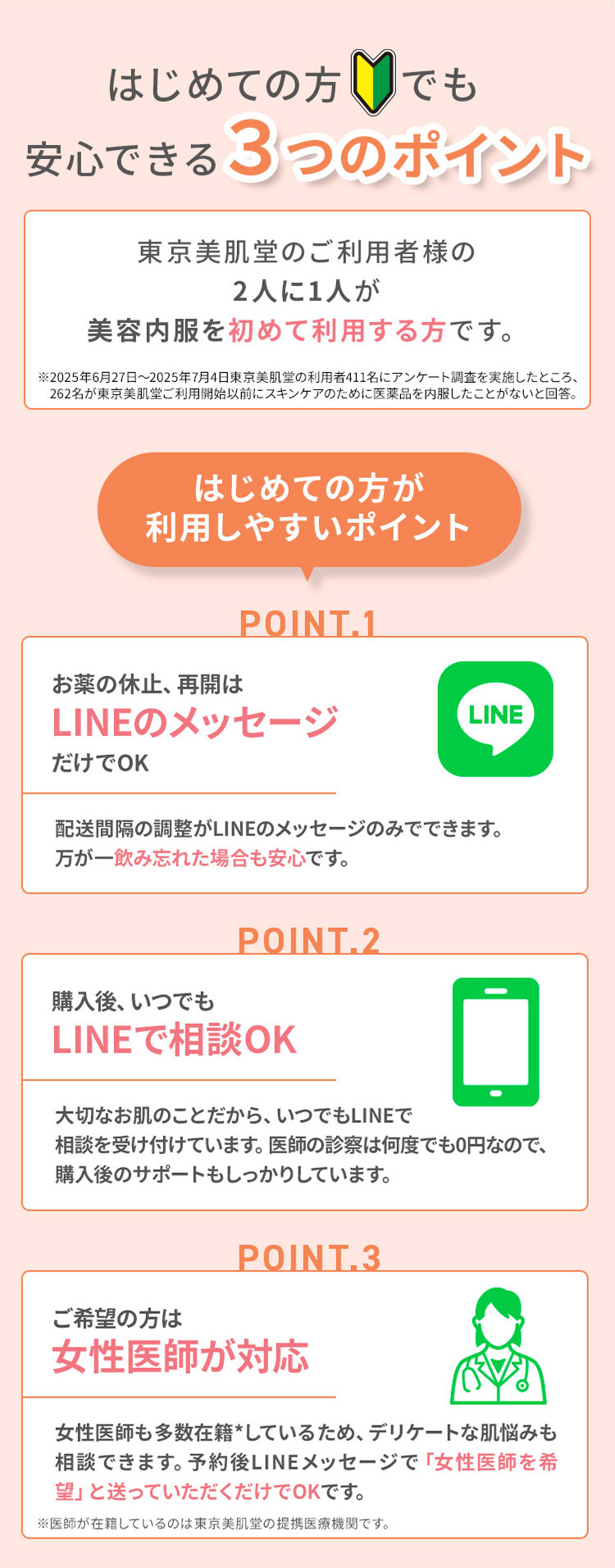 はじめての方でも安心できる３つのポイント